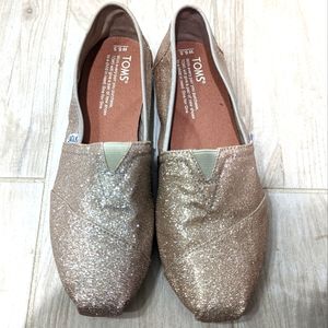 Brand new Toms rose gold glitter
